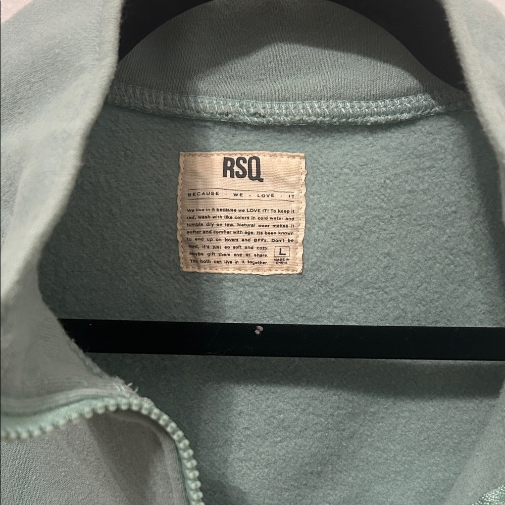 RSQ Mint Green 1/4 zip Cropped Pullover - Picture 2 of 3